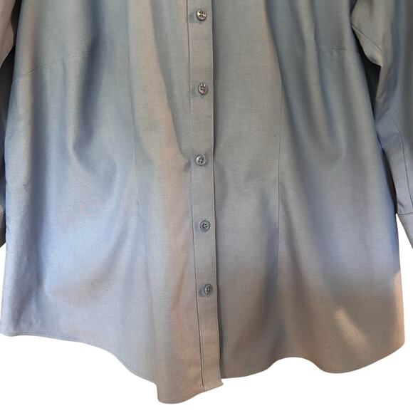 Coldwater Creek Women’s No Iron Blue Cotton Long Sleeve Button Blouse Size XL/16 - Picture 4 of 11
